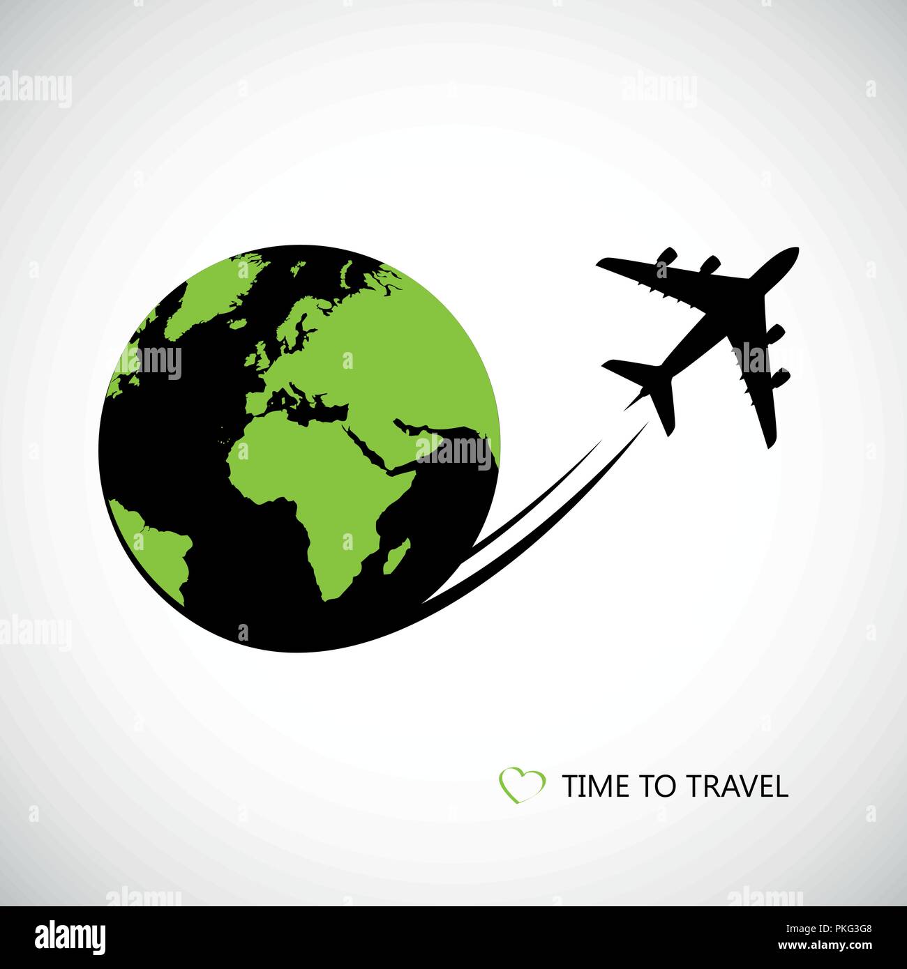 Silhouette d'avion voler autour du globe vert illustration vecteur EPS10 Illustration de Vecteur