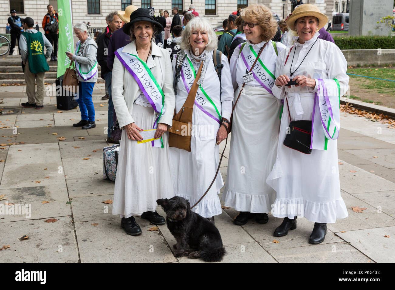 Londres, Royaume-Uni. 12 Septembre, 2018. Les femmes de l'ensemble du Royaume-Uni et leurs partisans assister à un rassemblement de femmes 100 Place du Parlement d'honorer les suffragettes et attirer l'attention sur le manque de démocratie en annulant les votes contre la fracturation hydraulique. La manifestation a été organisée pour coïncider avec un débat sur la fracturation hydraulique à Westminster Hall. Credit : Mark Kerrison/Alamy Live News Banque D'Images