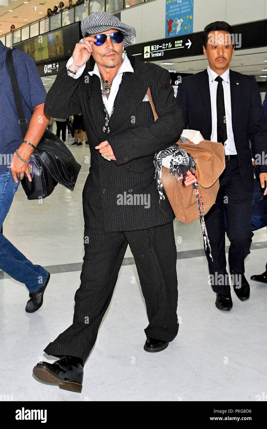 Tokyo, Japon. 13 septembre 2018. Johnny Depp est perçu à l'arrivée à l'Aéroport International de Narita, le 13 septembre 2018 à Narita, Japon. Credit : Geisler-Fotopress GmbH/Alamy Live News Banque D'Images