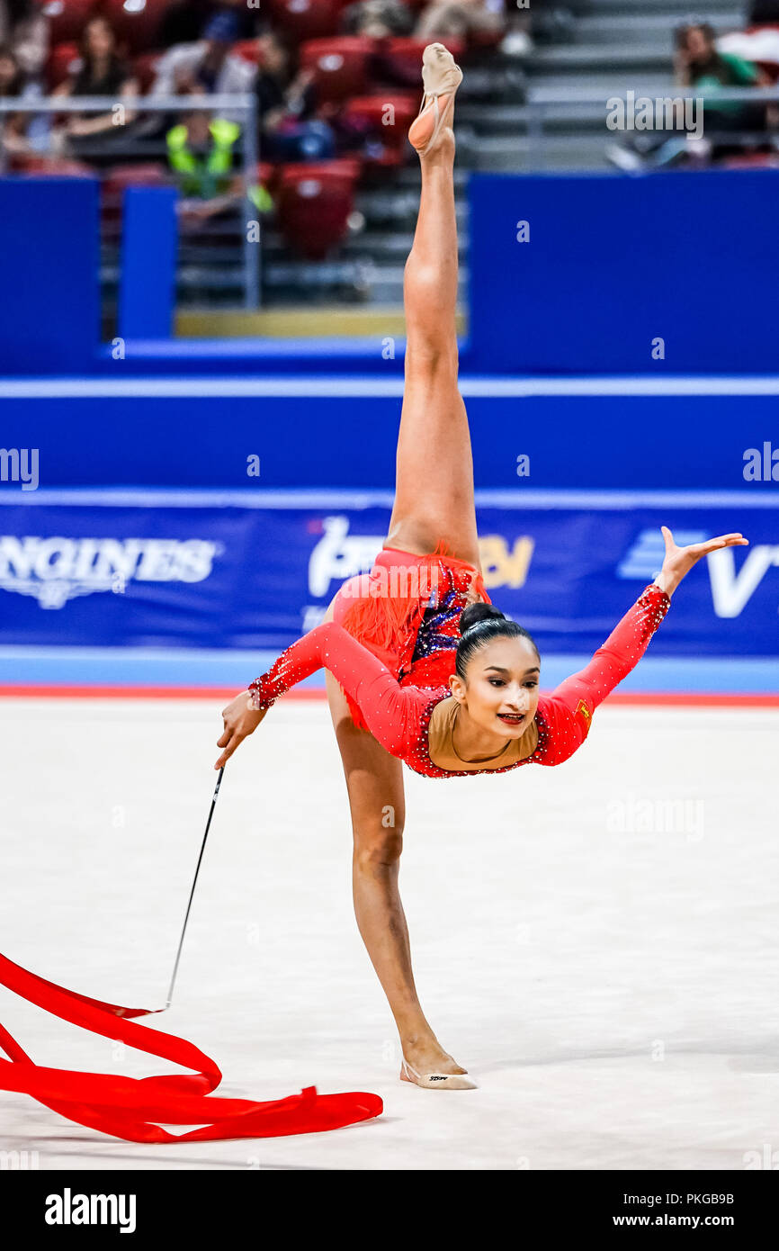 Sofia, la Turquie. 13 septembre 2018 : Anna-Marie Ondaatje de Sri Lanka au cours de championnats du monde de gymnastique rythmique à l'Arena Armeec de Sofia à la 36e FIG Gymnastique Rythmique Championnats du monde. Ulrik Pedersen/CSM Crédit : Cal Sport Media/Alamy Live News Banque D'Images