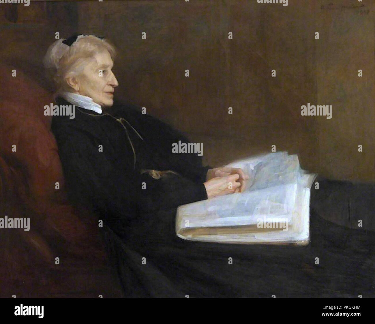 Arthur Hacker - Portrait de Mère de l'artiste Banque D'Images