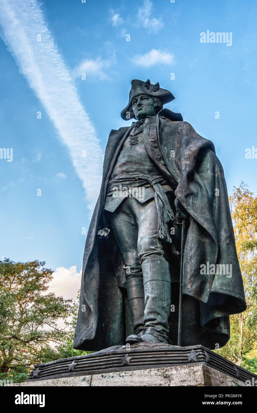 Berlin-Dahlem. Monument de Friedrich Wilhelm Von Steuben, officier prussien pendant 7 ans la guerre et officier américain pendant la guerre d'Indépendance Américaine Banque D'Images