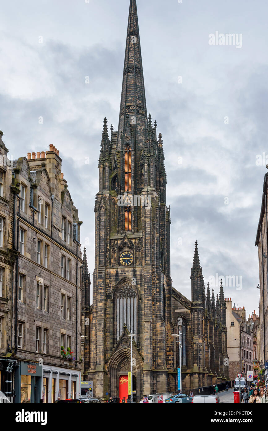 Edimbourg ECOSSE LE MOYEU D'UNE FLÈCHE GOTHIQUE À CASTLE HILL ROYAL MILE Banque D'Images