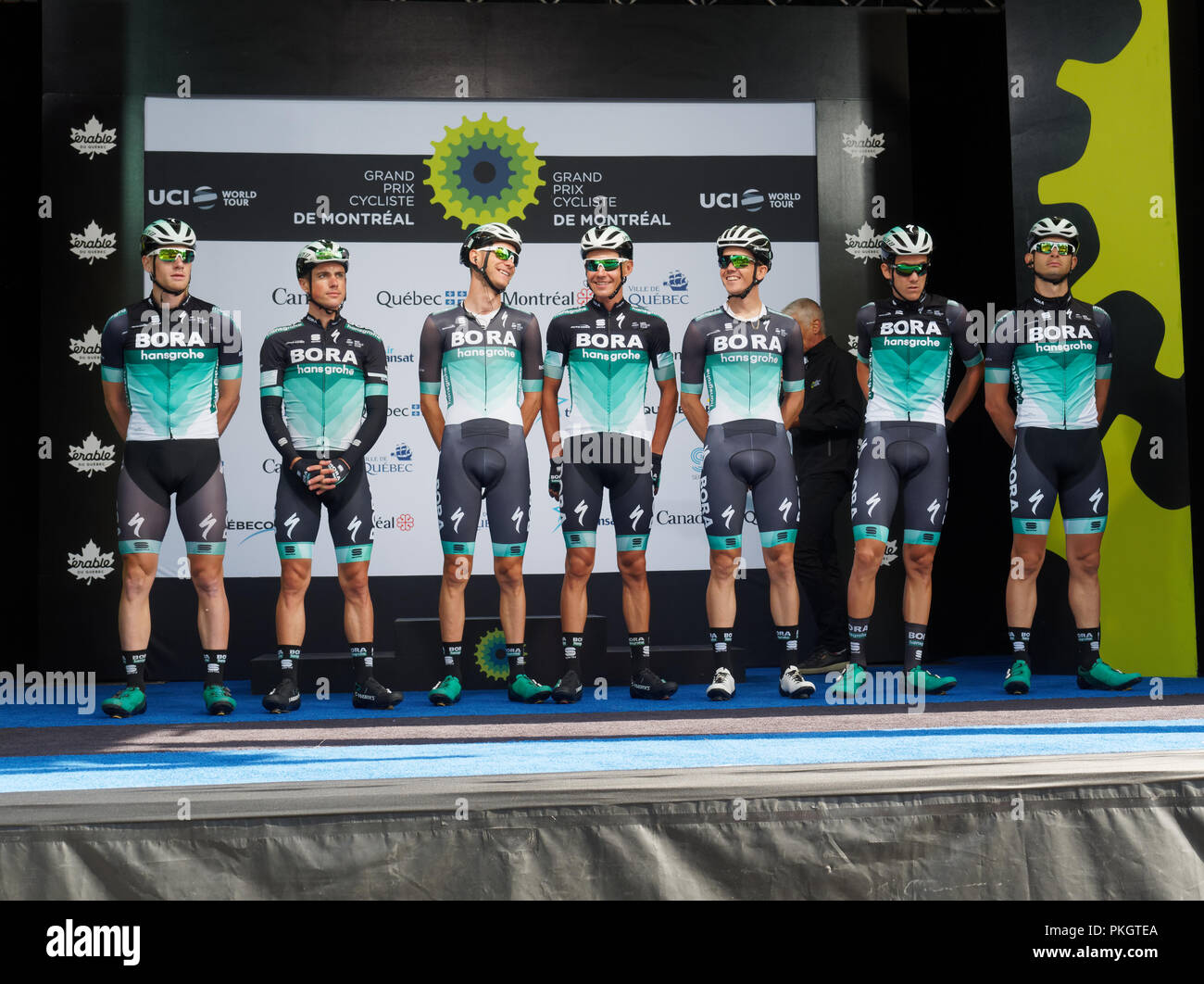 Montréal, Canada. À l'équipe de Hansgrohe Bora Grand Prix cycliste de Montréal. Banque D'Images