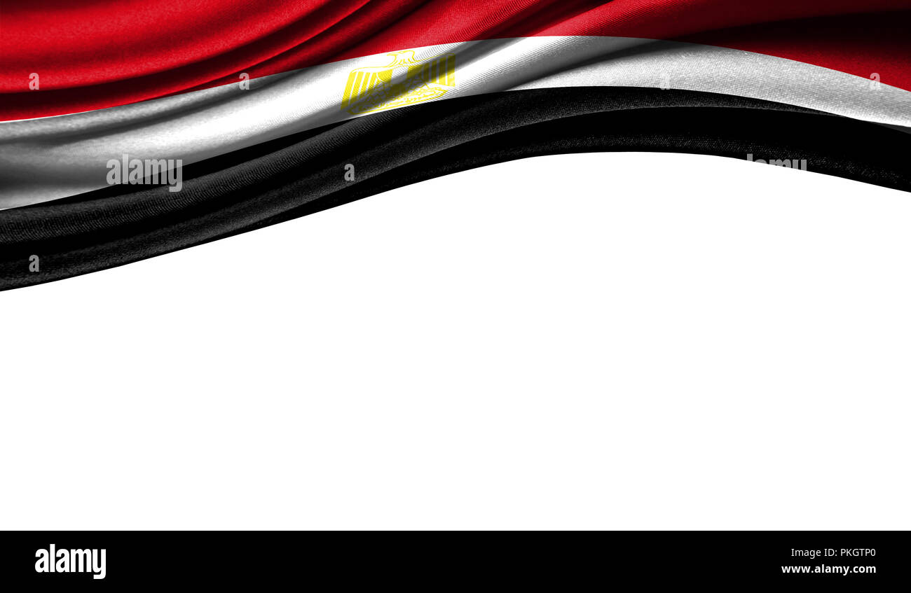 Grunge flag de l'Égypte avec coloré copyspace pour votre texte ou images,isolé sur fond blanc. Close up, voletant sous le vent. Banque D'Images
