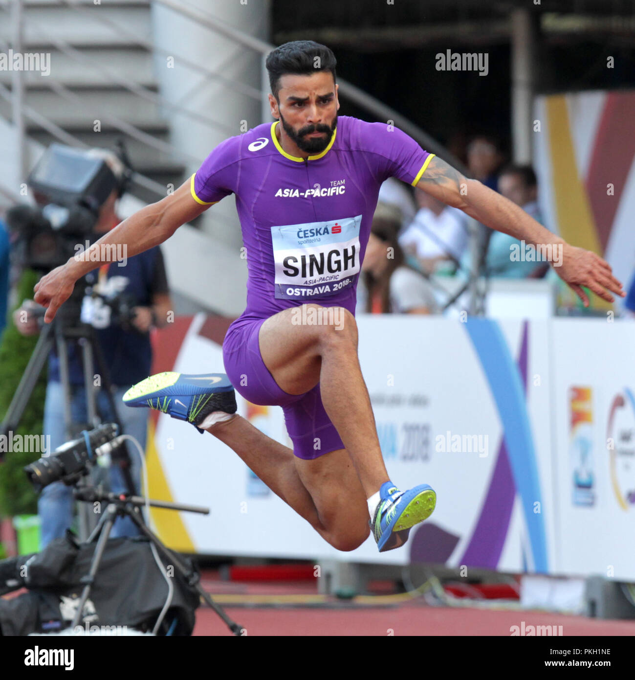 Cavalier de Arpinder Singh (Inde) ; l'Asie et de l'équipe en compétition lors de la Coupe Continentale de l'IAAF Ostrava 2018, à Ostrava, en République tchèque, le dimanche, Banque D'Images