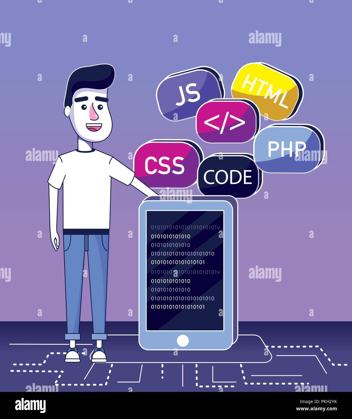 Programmeur de logiciel cartoon Illustration de Vecteur