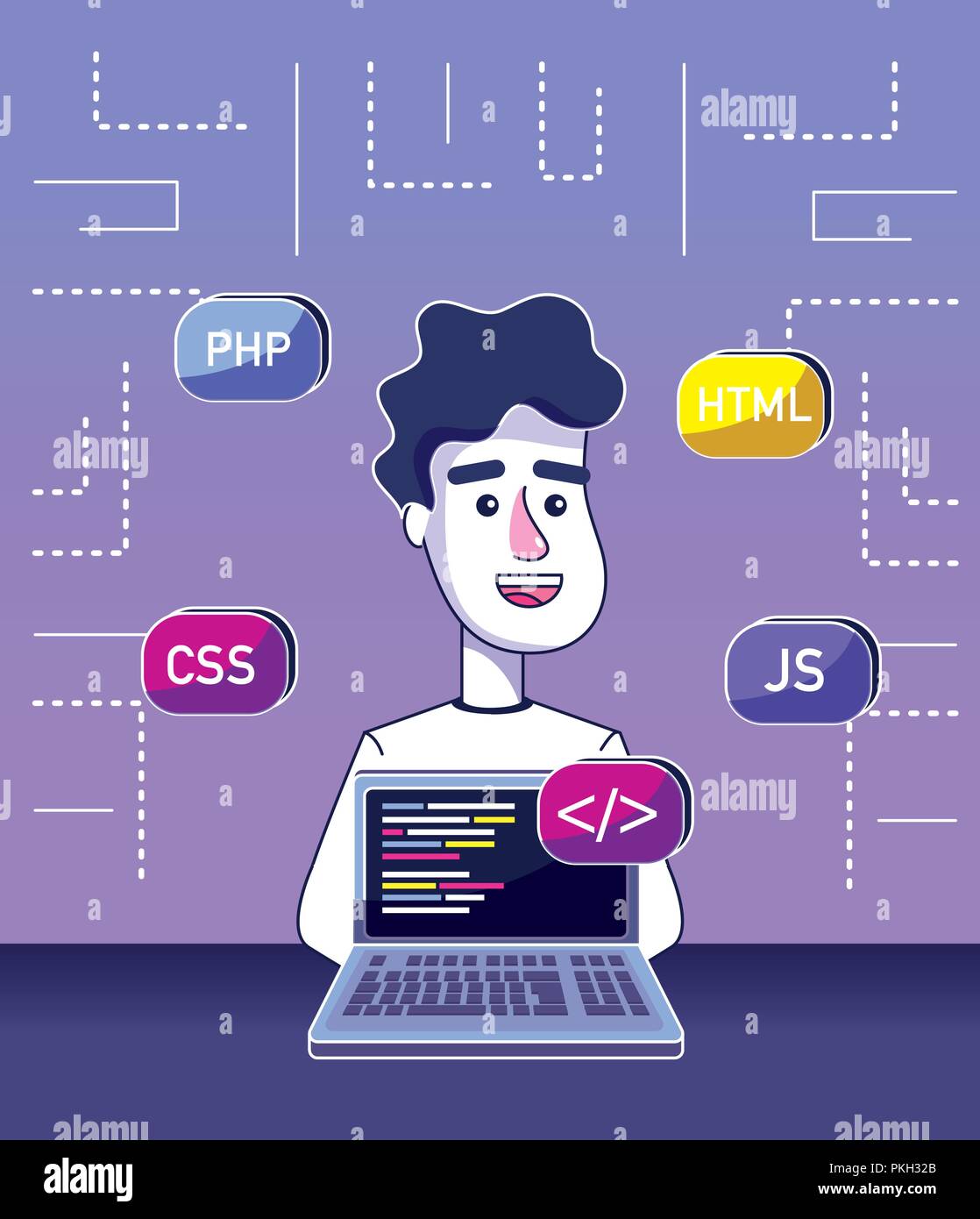 Programmer Cartoon Illustration Programmer Working Banque d'images ...