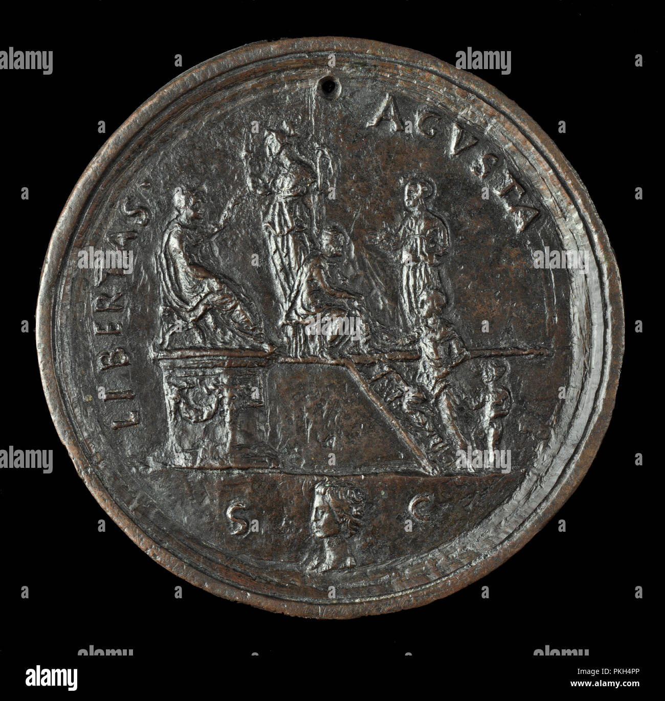 Claudius, suivi par Minerva et Liberalitas, distribuer des largesses [avers]. En date du : ch. 1440s/1450s. Dimensions : hors tout (diamètre) : 8,98 cm (3 9/16 in.) Poids brut : 267,04 gr (0,589 lb.) axe : 12:00. Technique : bronze. Musée : National Gallery of Art, Washington DC. Auteur : Varrone. Belferdino Banque D'Images