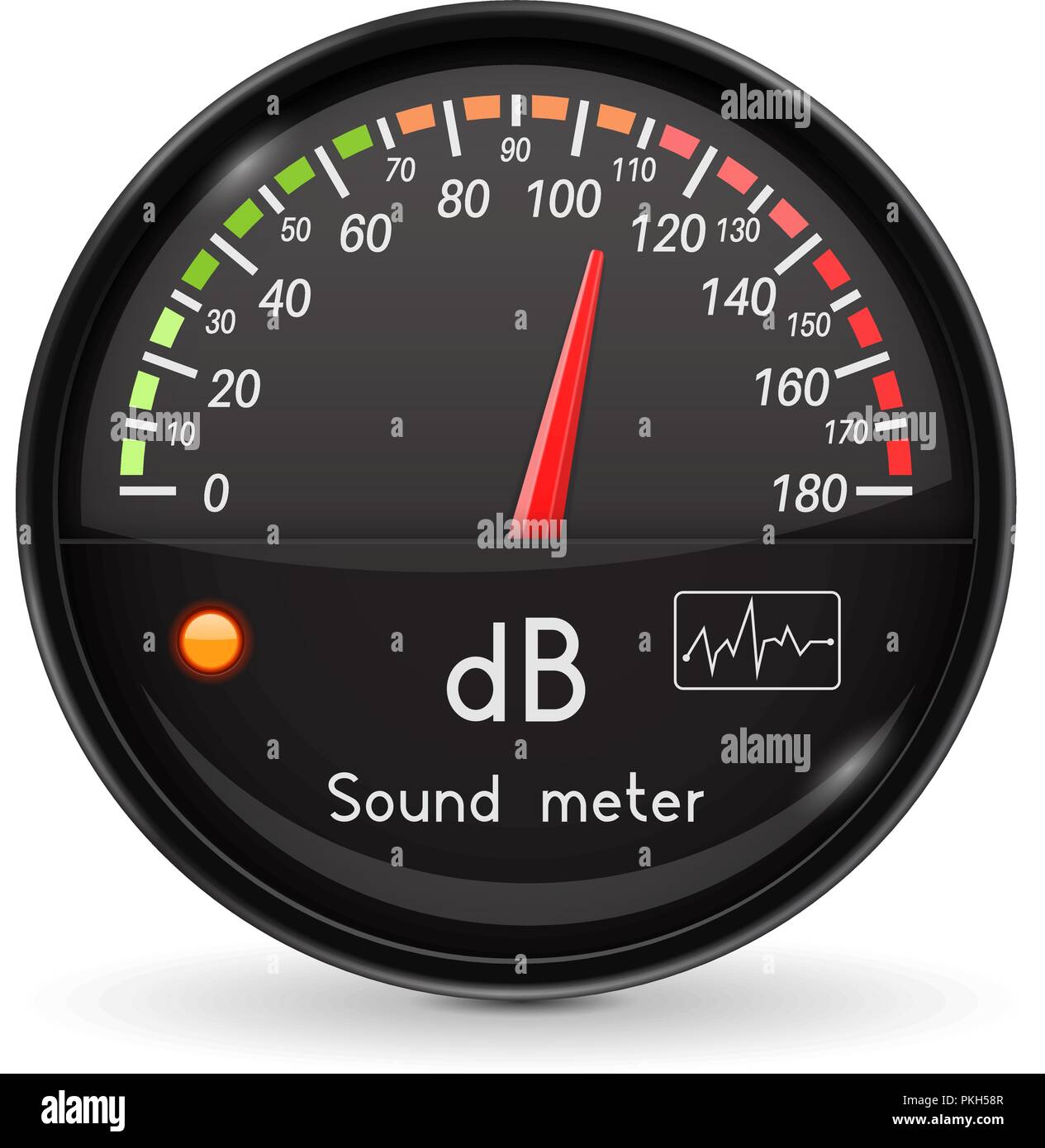L'unité de volume mètre. L'équipement audio. L'indicateur noir en verre avec cadre chrome Illustration de Vecteur L'unité de volume mètre. L'équipement audio. L'indicateur noir en verre avec cadre chrome Illustration de Vecteur