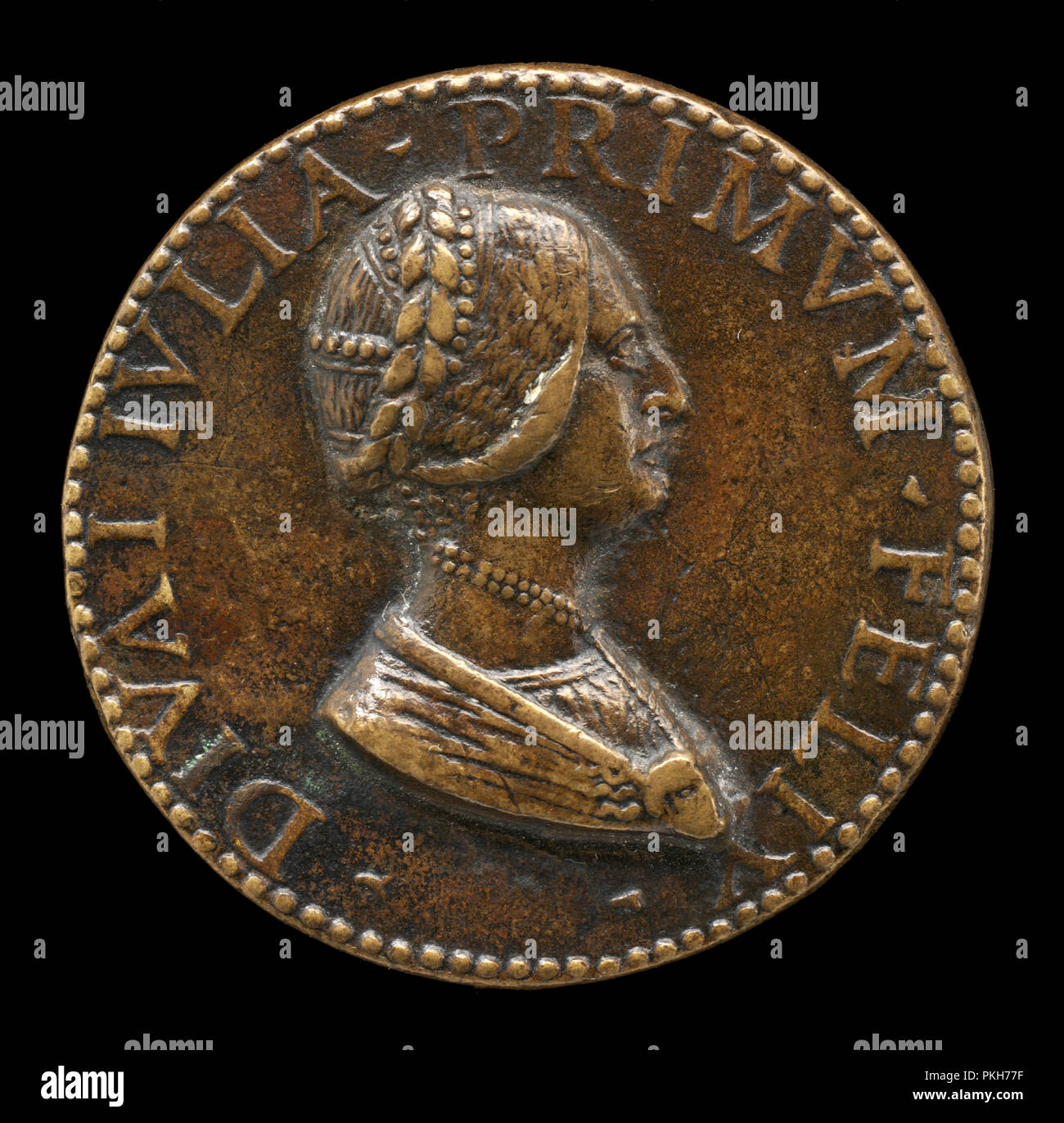 [156] L'avers Diva. Dimensions : hors tout (diamètre) : 3.49 cm (1 3/8 in.) Poids brut : 29,44 g (0,029 kg) l'axe : 6:00. Technique : bronze. Musée : National Gallery of Art, Washington DC. Auteur : ANTICO. Banque D'Images