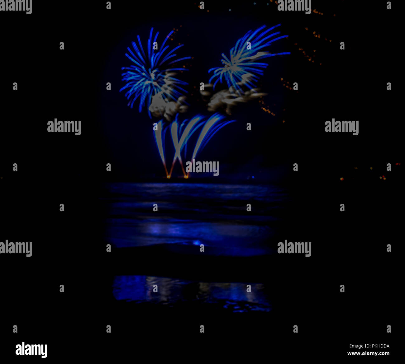 L'été de l'événement annuel d'artifice à la plage de Scheveningen à La Haye le 17 août, La Haye, Pays-Bas, Europe, Fireworks par pays Japon Banque D'Images