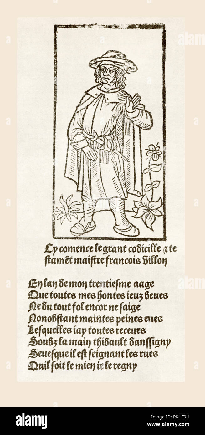 François Villon, 1431 - c.1463. Poète français de la fin du Moyen Âge. Banque D'Images