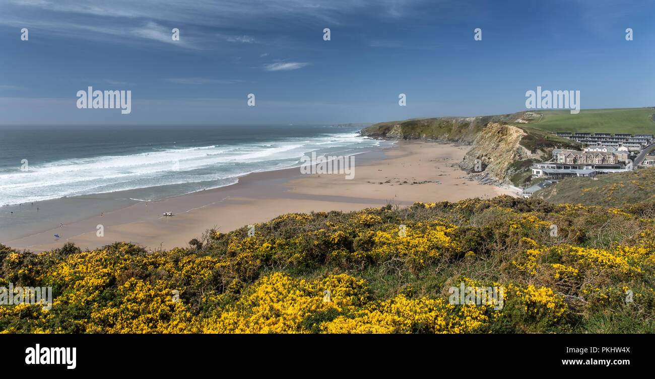 Des sables bitumineux, Watergate Bay, Cornwall Banque D'Images