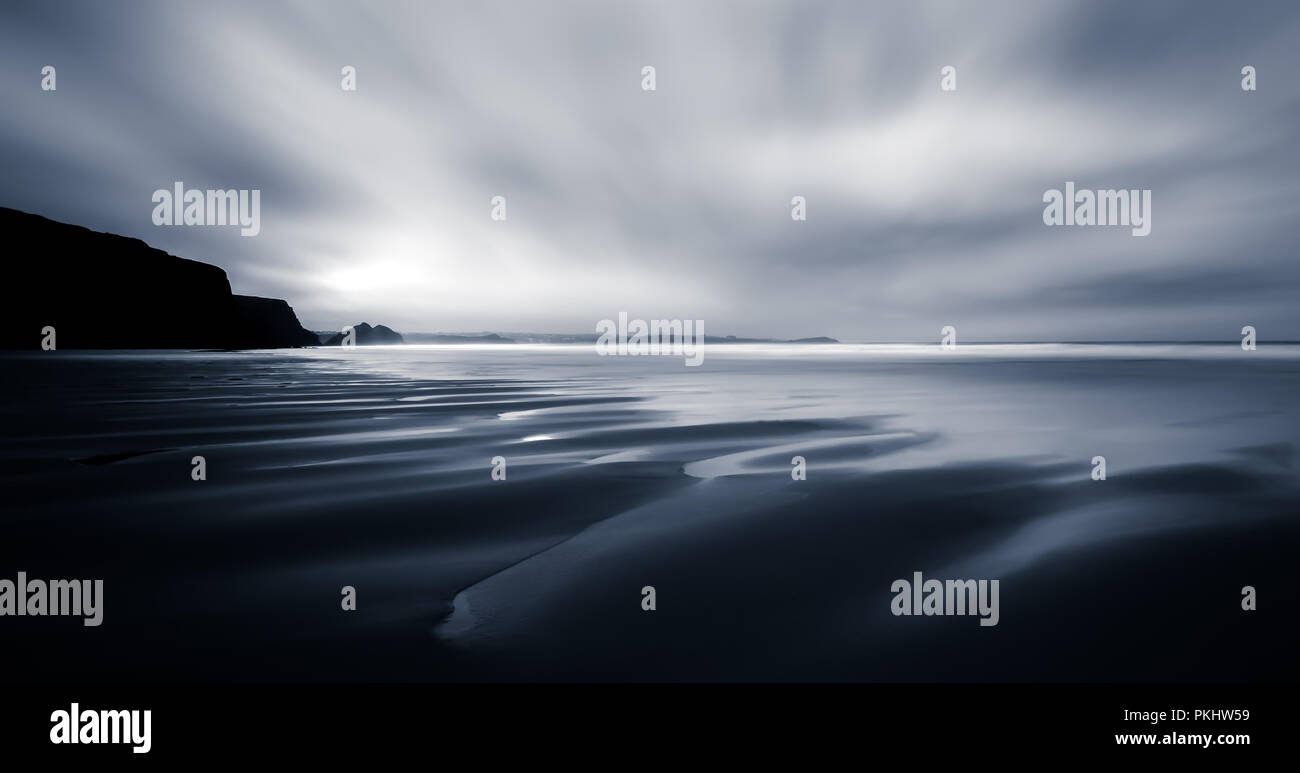 Rêves de plage, paysage marin abstrait, Watergate Bay, Cornwall Banque D'Images