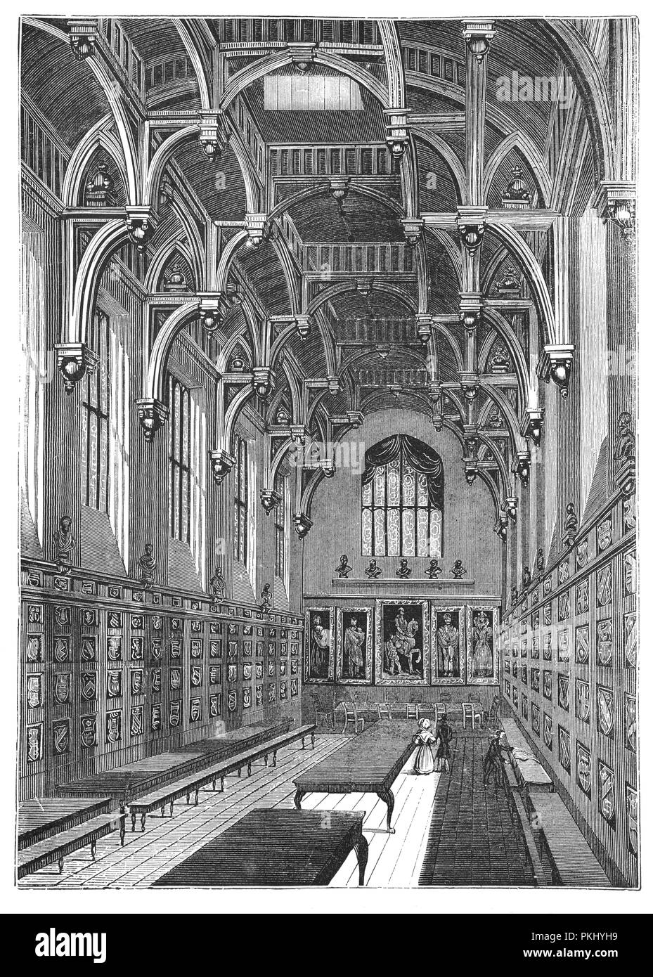 L'Honorable Société de la Middle Temple, communément connu simplement comme Middle Temple, est l'un des quatre Inns of Court exclusivement le droit d'appeler leurs membres au Barreau anglais comme les avocats, les autres étant le temple intérieur, Gray's Inn et Lincoln's Inn. Il est situé près de la Royal Courts of Justice, dans la ville de London. Après Henry VIII a saisi le Temple des Chevaliers hospitaliers en 1540, chaque Inn a continué de tenir sa part du Temple en tant que locataires de la Couronne pour £10 par an, jusqu'à ce qu'il a été accordé conjointement en 1608 par James I d'être détenues à perpétuité. Banque D'Images