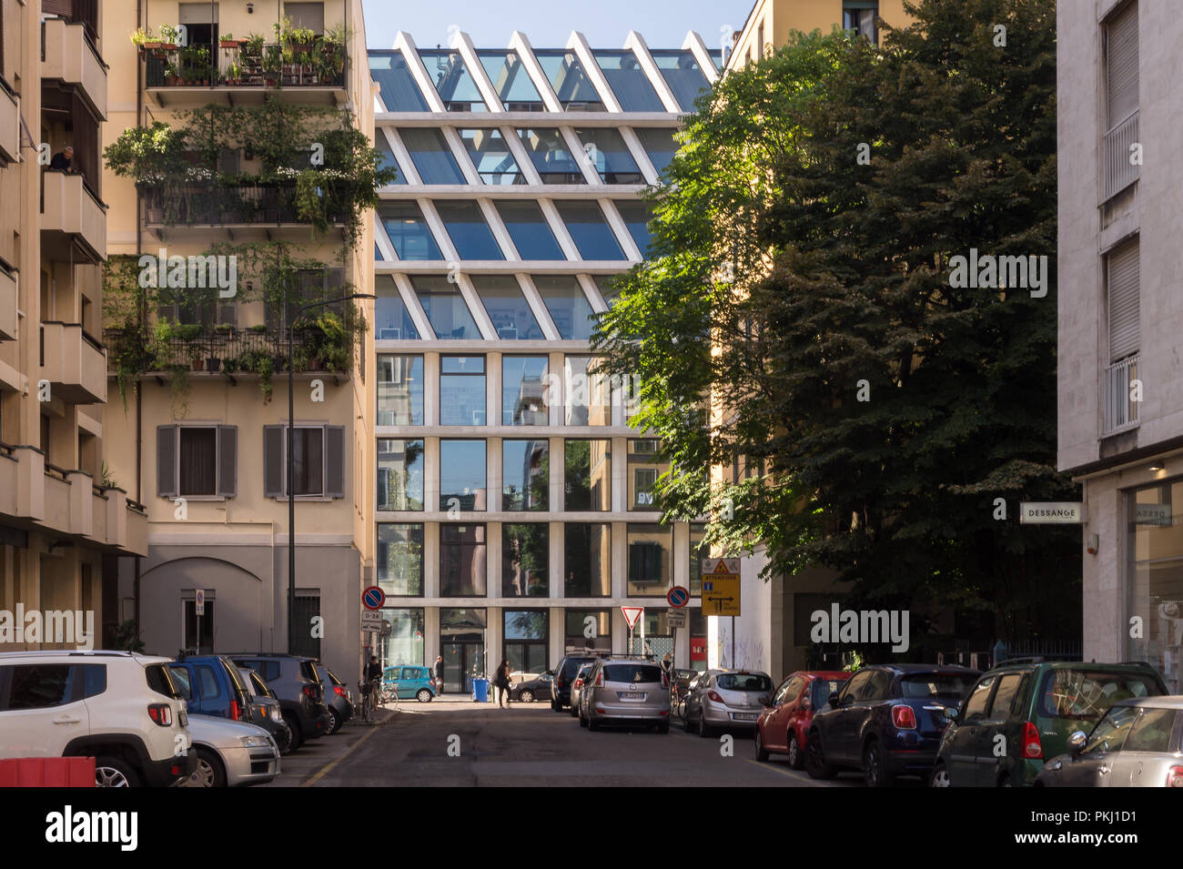 Les architectes Herzog & de Meuron, Feltrinelli Porta Volta centre de recherche emblématique, office & retail building, Milan 2016 Microsoft également siège Italie Banque D'Images