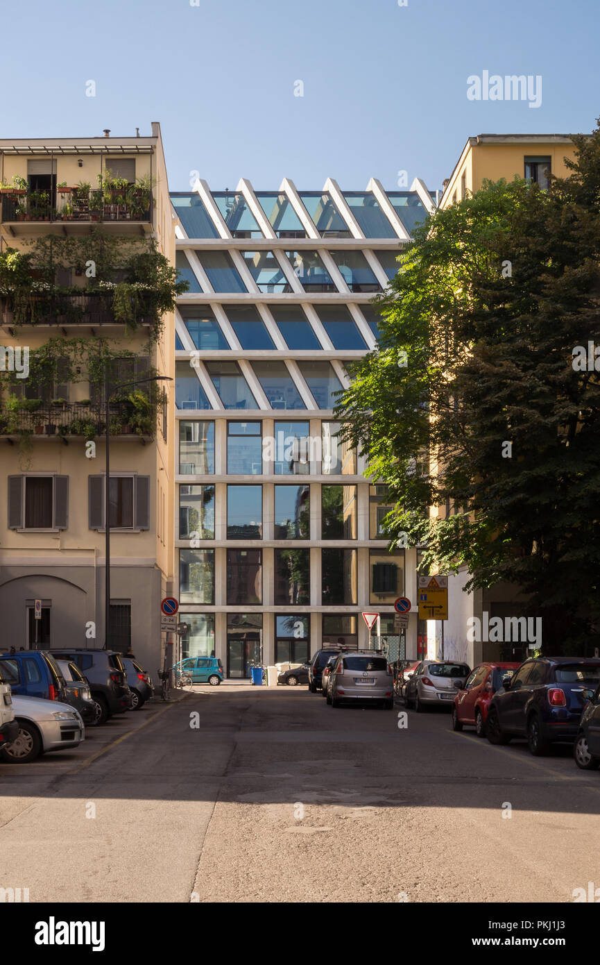 Les architectes Herzog & de Meuron, Feltrinelli Porta Volta centre de recherche emblématique, office & retail building, Milan 2016 Microsoft également siège Italie Banque D'Images