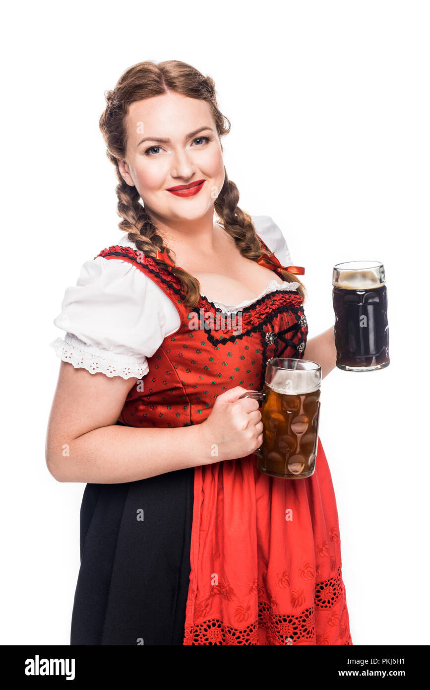 Générique Dirndl pour Femme Midi Oktoberfest Costume de Soubrette Sexy Robe à Carreaux Manches Courtes Sexy Mini Robe Bavière Vêtements Halloween Déguisement Tenue (A#3-Navy, XXL