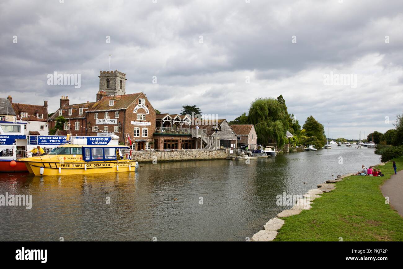 Quayside et rivière Frome, Wareham, Dorset, Angleterre Banque D'Images