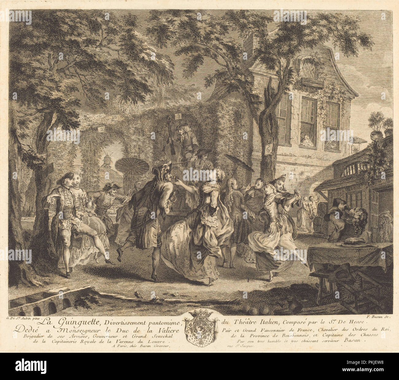 La taverne. En date du : 1761/1762. Technique : gravure et la gravure. Musée : National Gallery of Art, Washington DC. Auteur : Pierre-François Basan après Gabriel Jacques de Saint-Aubin. Banque D'Images