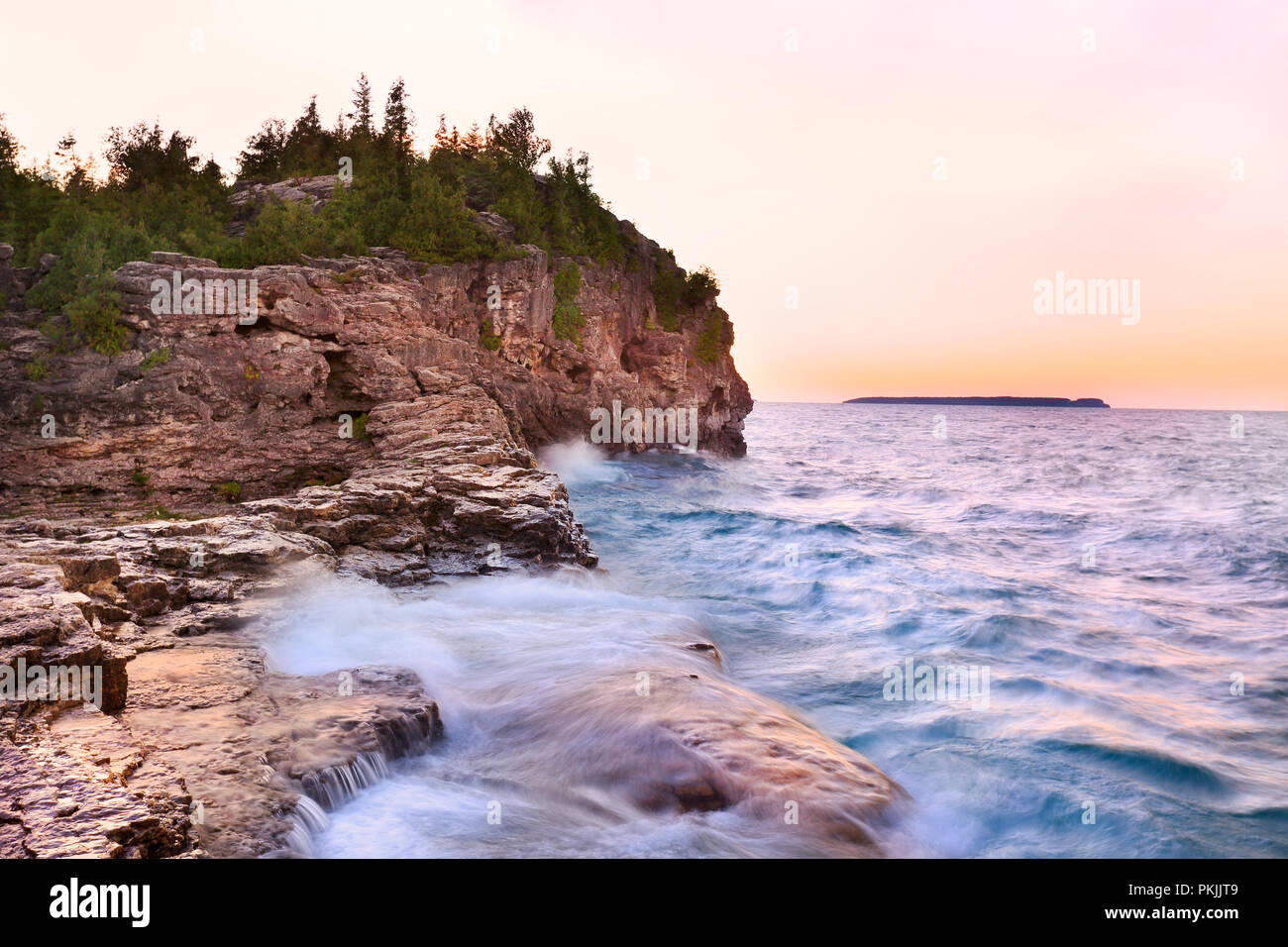 L'anse Indian Head au coucher du soleil dans la baie Georgienne (lac Huron), Canada Banque D'Images