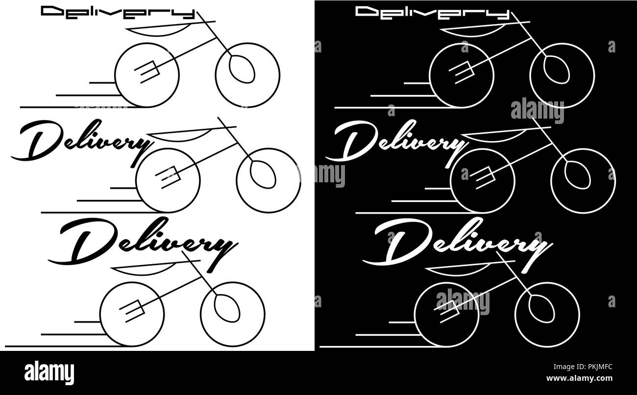 Couteau fourchette et cuillère sous la forme d'une bicyclette, minimaliste et livraison logo géométrique Illustration de Vecteur