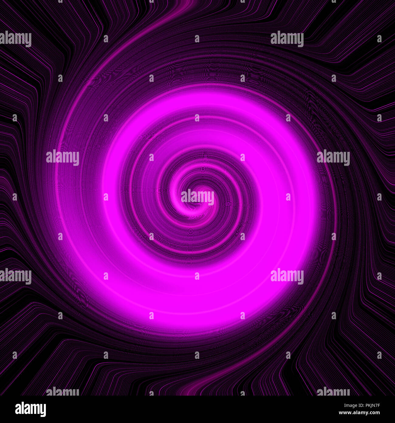 Brillant violet cercle torsadées isolé sur fond noir. Abstract illustration tour signe. Symbole. Modèle de conception pour logo Banque D'Images