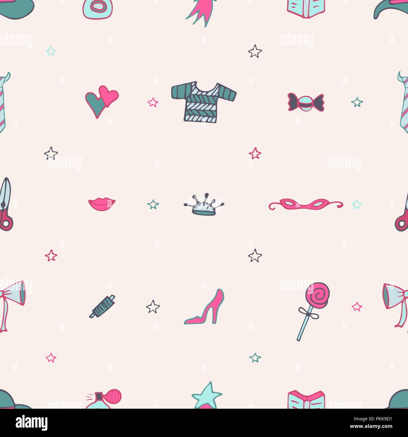 Joli motif transparente avec des outils pour le tricot et doodles. Illustration de Vecteur