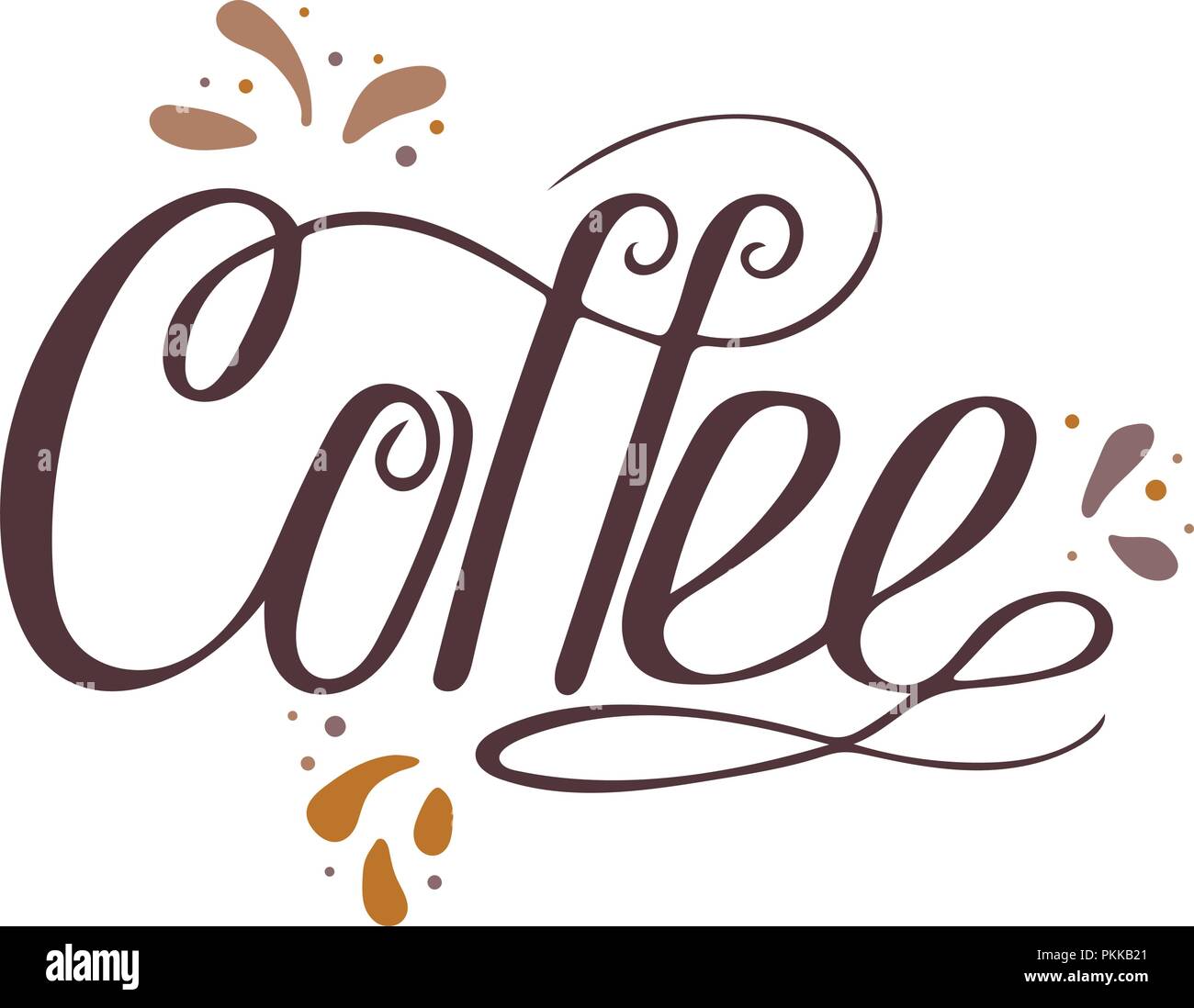 Lettrage dessiné à la main - du café. Brown dessin vectoriel. Illustration de Vecteur
