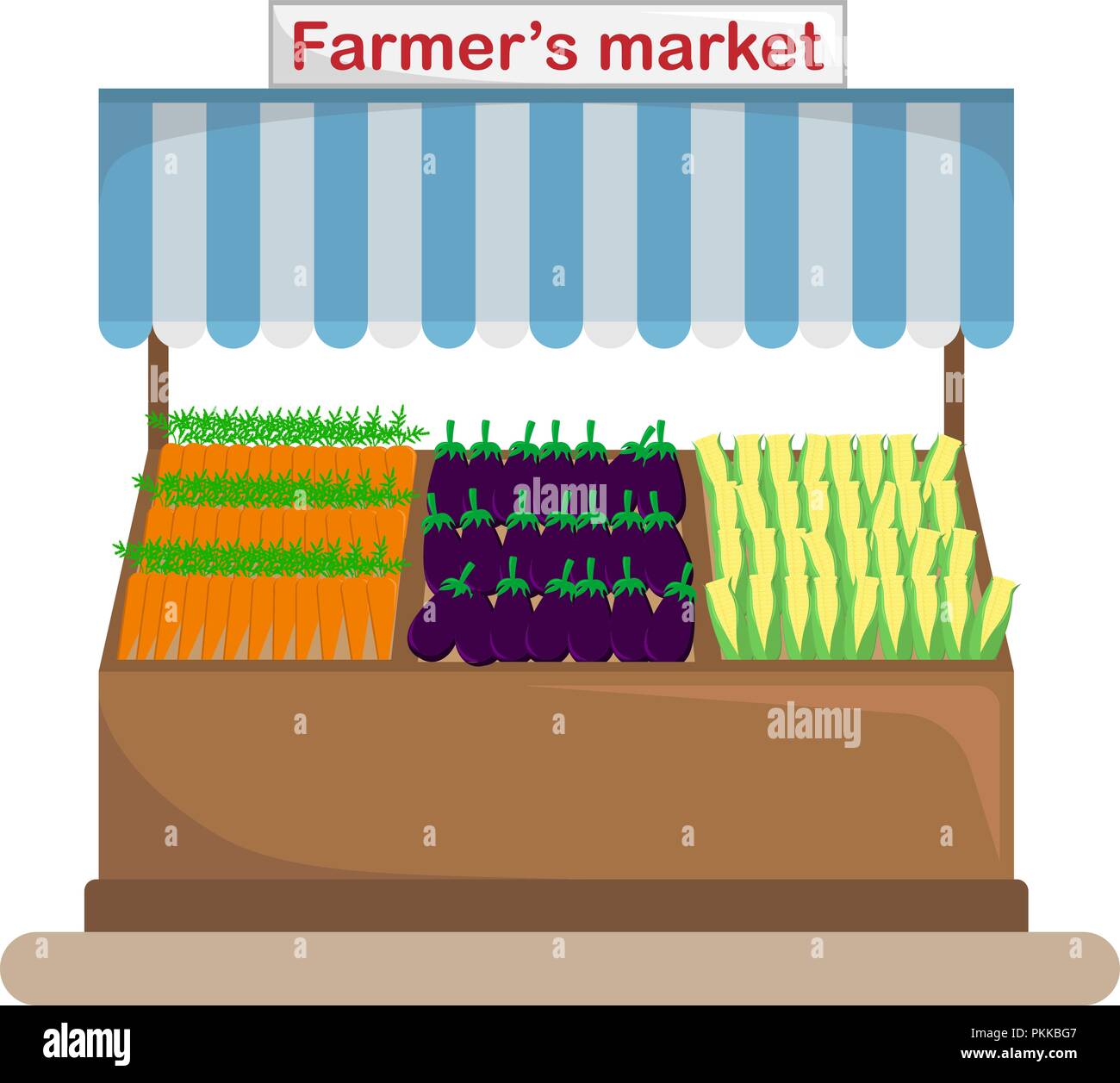 Compteur avec un auvent avec légumes dans le farmers market Illustration de Vecteur
