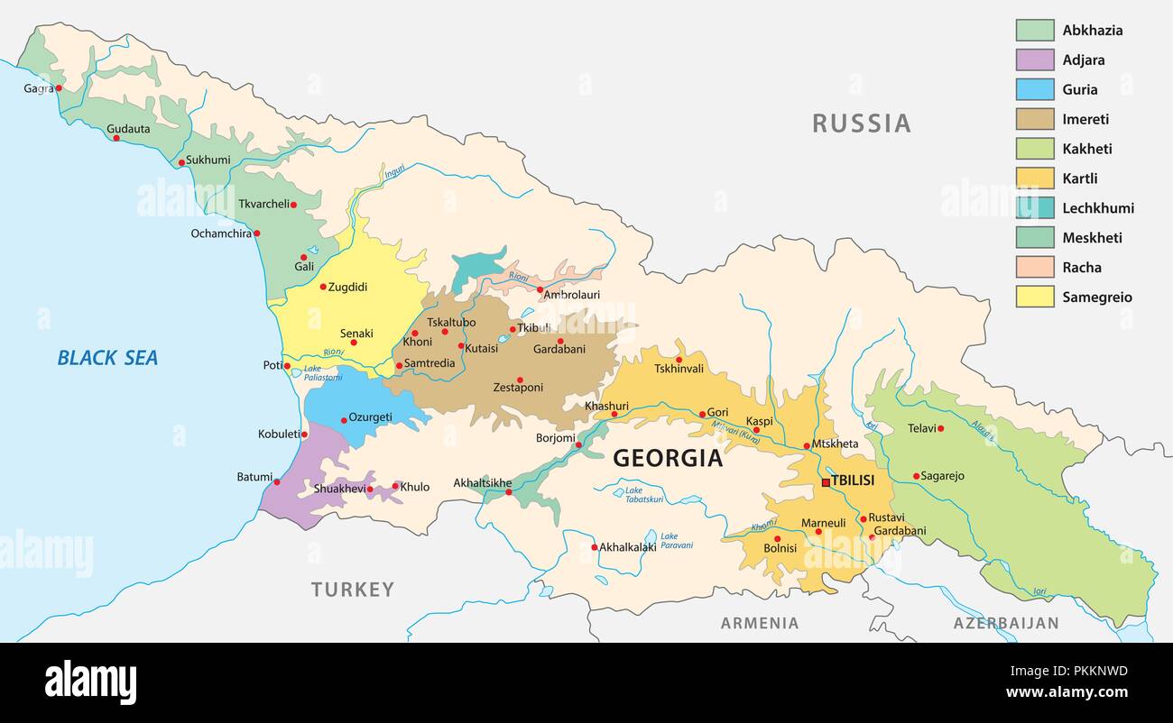 Régions vinicoles de la Géorgie carte. Illustration de Vecteur
