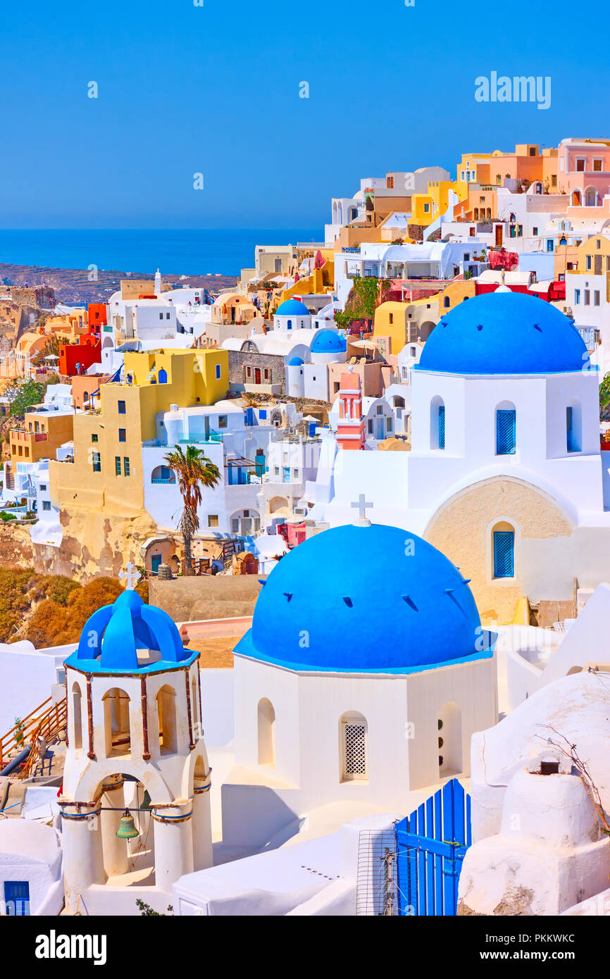 Vue d'Oia à Santorin, Grèce - paysage grec Banque D'Images