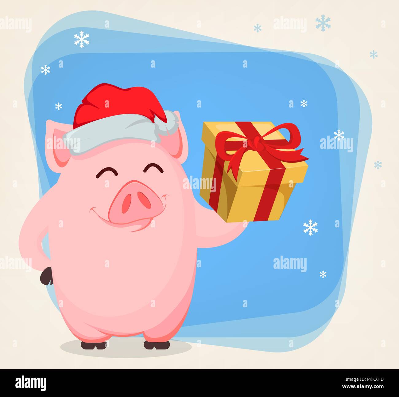 Joyeux Noel Carte De Souhaits Avec Cute Cartoon Cochon Symbole De
