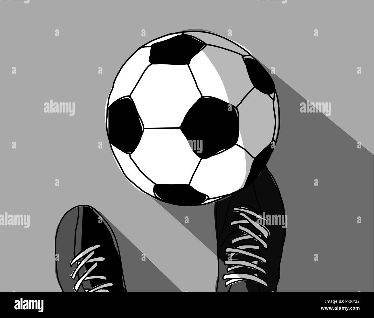 Joueur de football et de soccer ball gris Vue de dessus Illustration de Vecteur