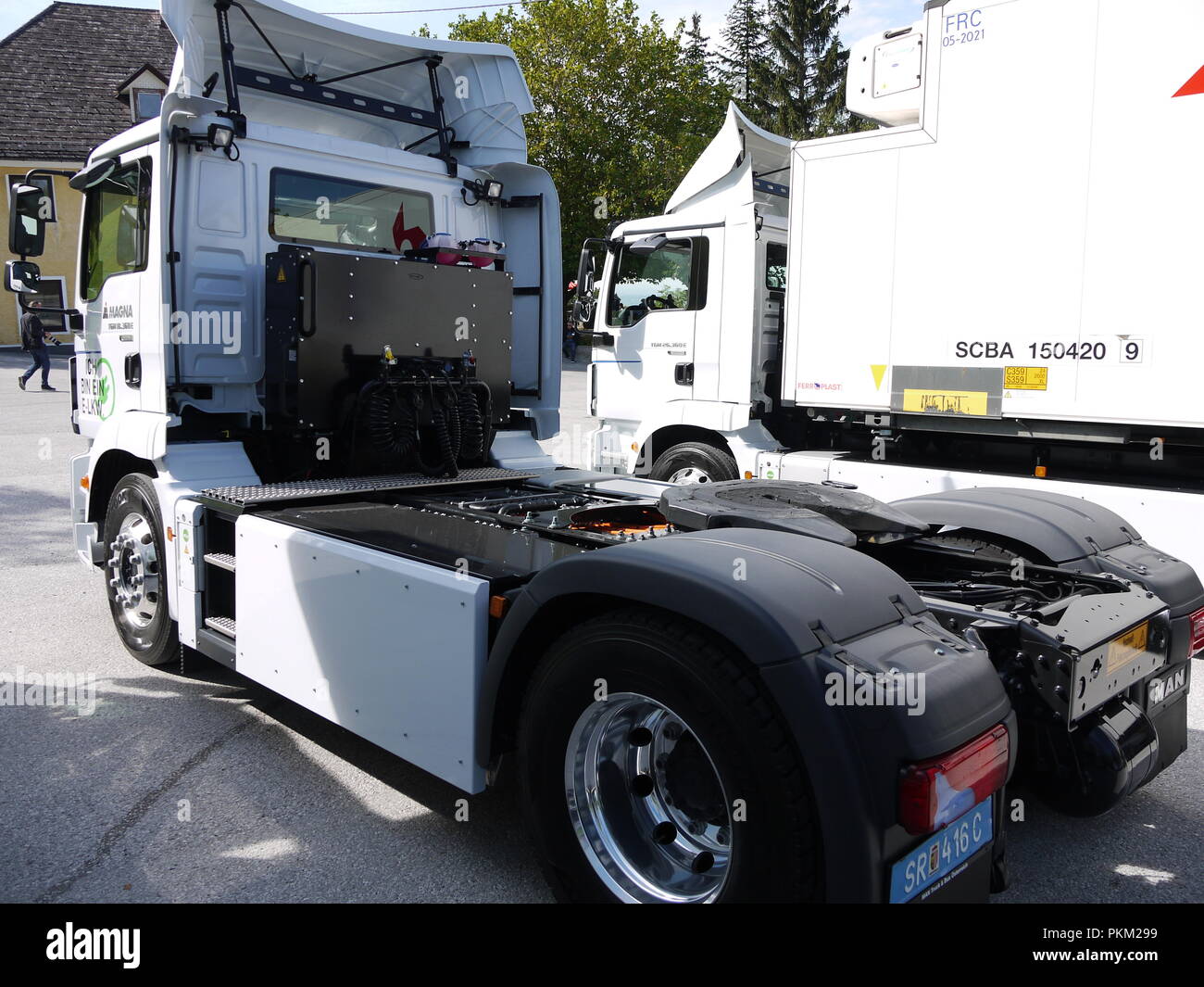 Chariot électrique est testé en Autriche par l'homme company Banque D'Images