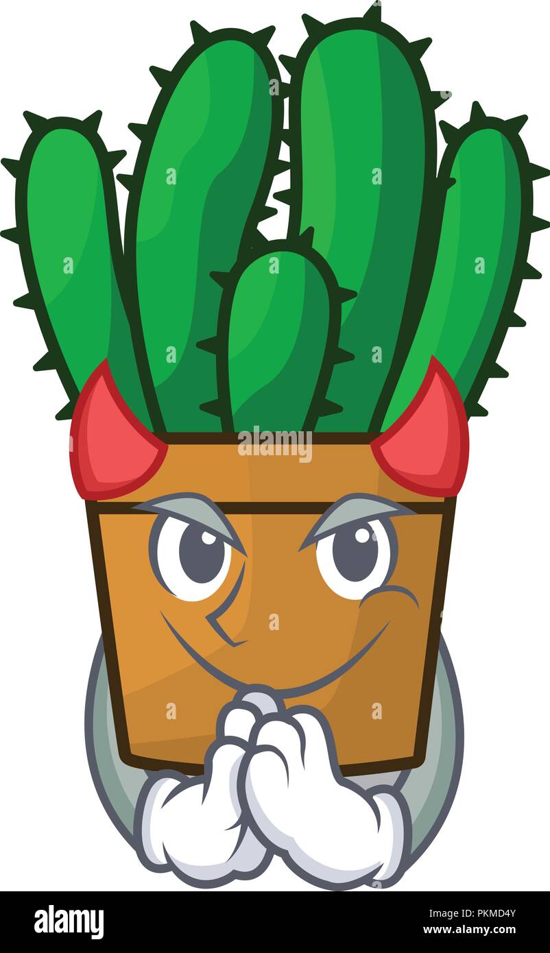 L'euphorbe ésule diable cactus isolé sur Mascot Illustration de Vecteur