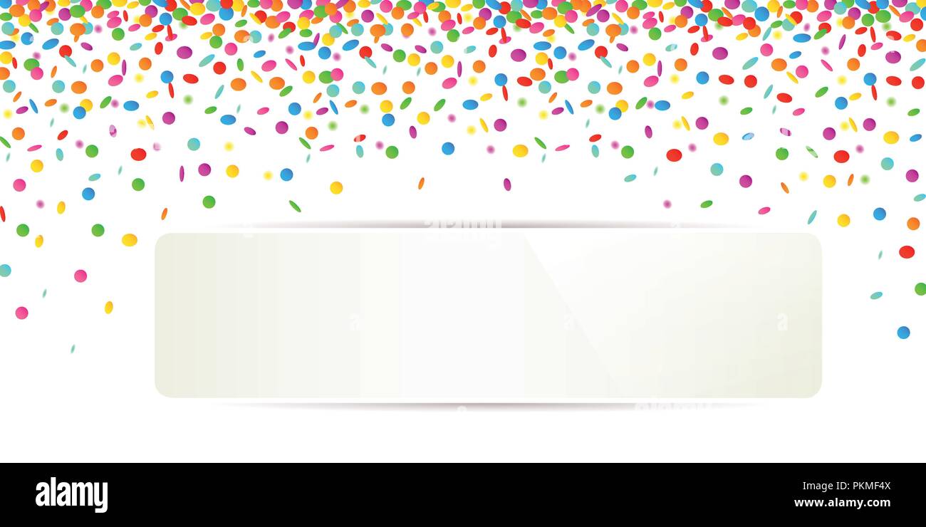 Célébration contexte avec confettis colorés sur fond blanc et blanc bannière pour copy space vector illustration EPS10 Illustration de Vecteur