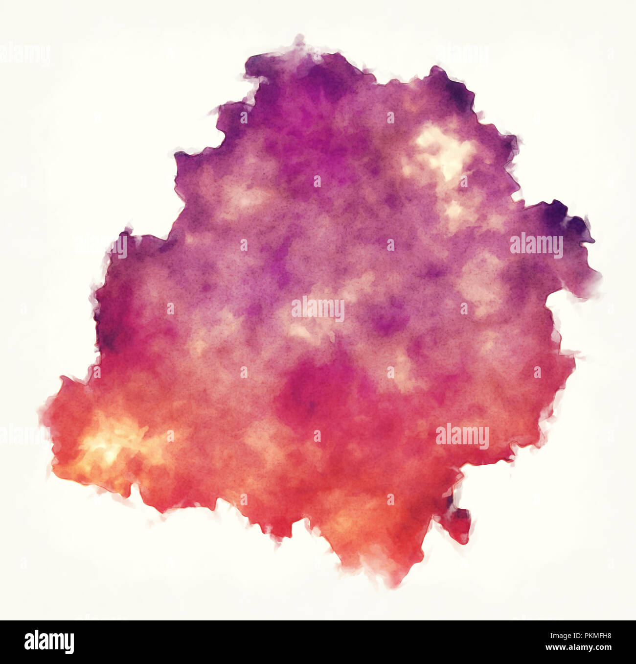 La voïvodie de Lodz carte aquarelle de Pologne devant un fond blanc Banque D'Images