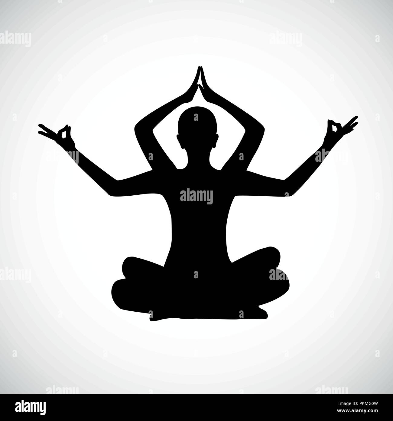 Personne assise dans différentes positions de yoga meditation lotus silhouette vector illustration EPS10 Illustration de Vecteur