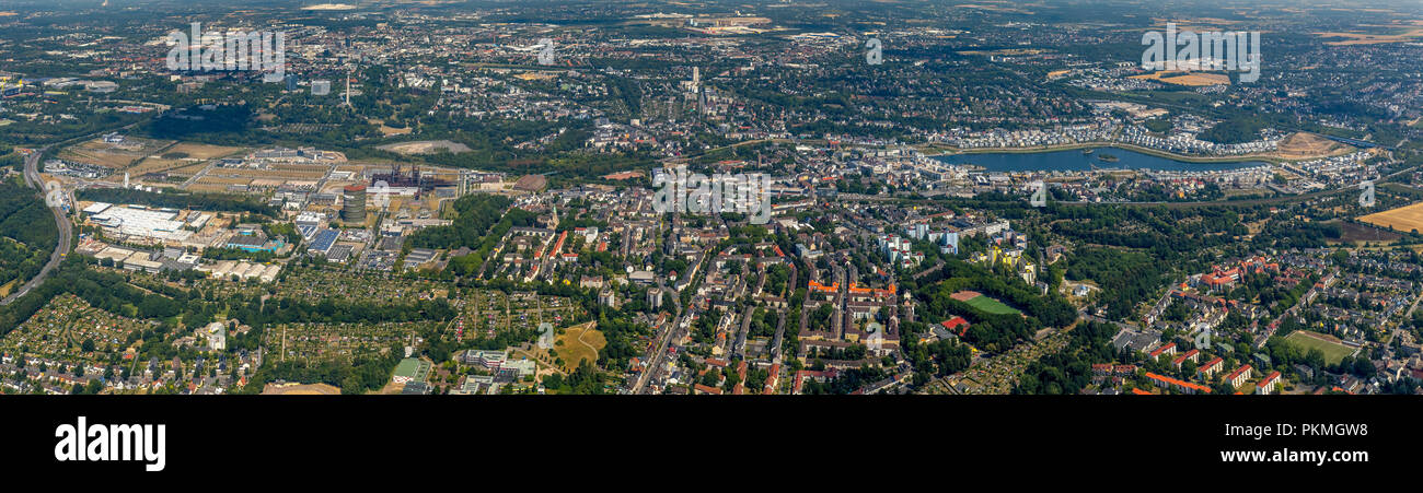 Vue aérienne, Panorama Phoenix West et Phoenix Lake, Dortmund, Dortmund, Hörde Ruhr, Rhénanie du Nord-Westphalie, Allemagne Banque D'Images