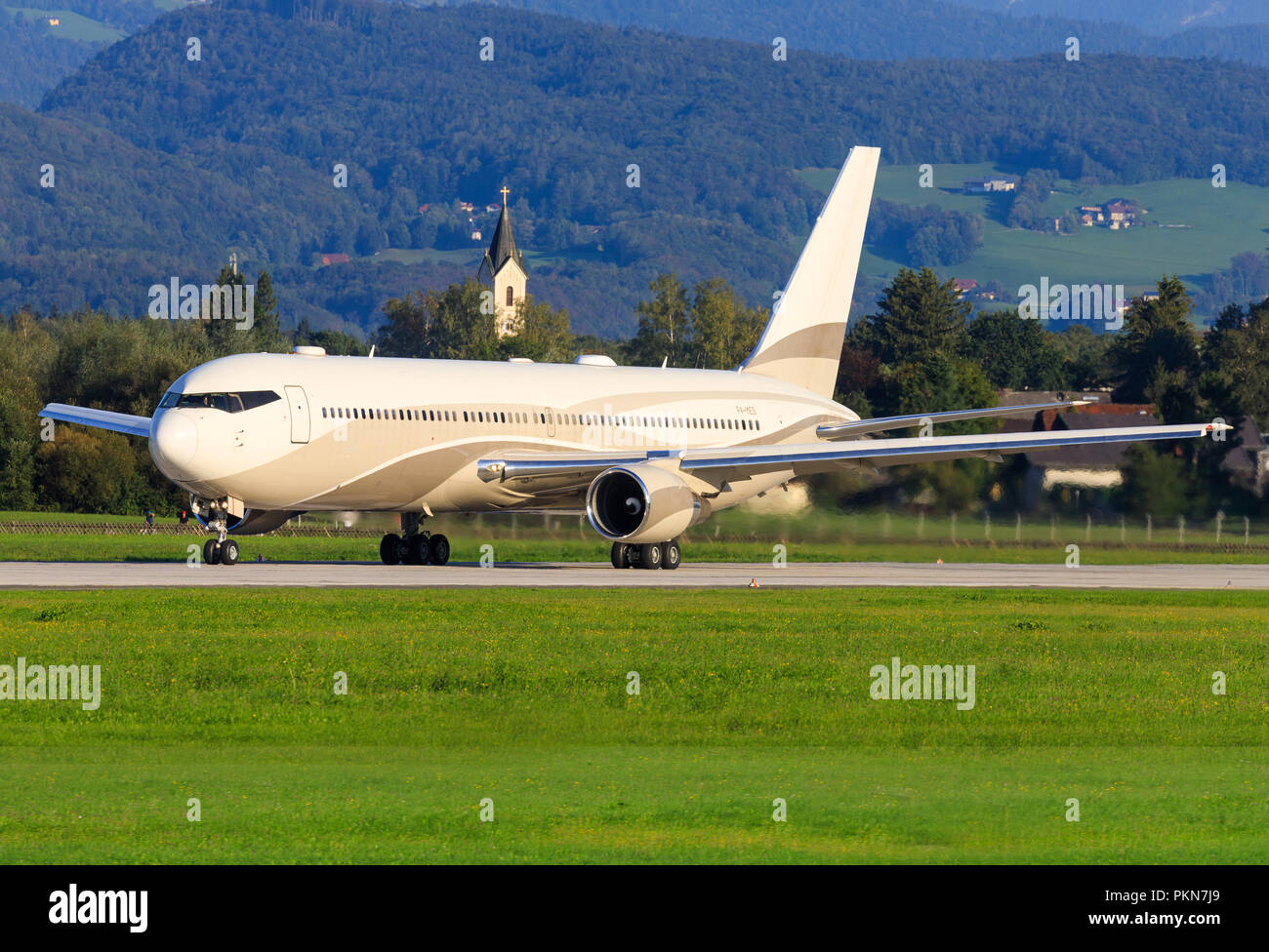 Salzbourg/Allemagne 10 Mars 2018 : le Boeing 767 de Roman Abramowitsch Banque D'Images