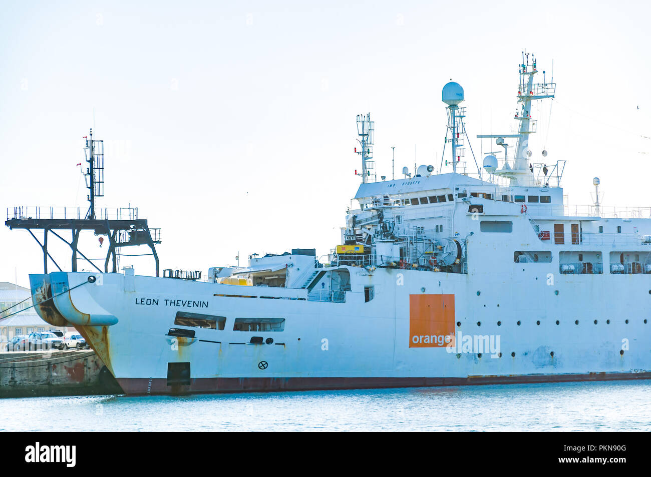 L'Leon Thevenin, navire câblier dans le port de Cape Town, Afrique du Sud Banque D'Images