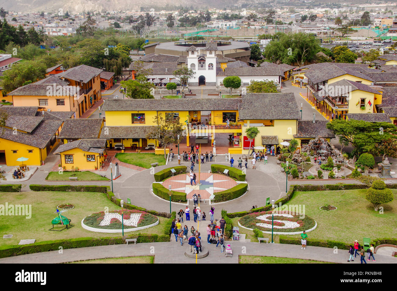 San Antonio de Pichincha, Pichincha, Equateur - Mai 29, 2018 : vue extérieure du bâtiment à l'intérieur de la Ciudad Mitad del Mundo centre touristique près de la ville de Quito Banque D'Images