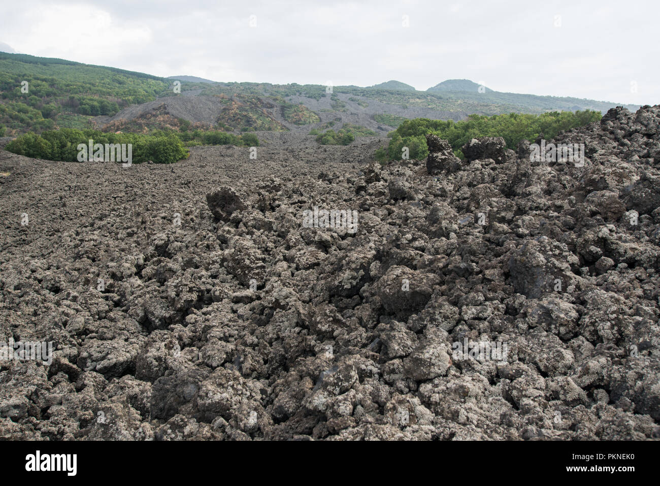 Erkalteter Lavastrom des Etna auf Sizilien Banque D'Images