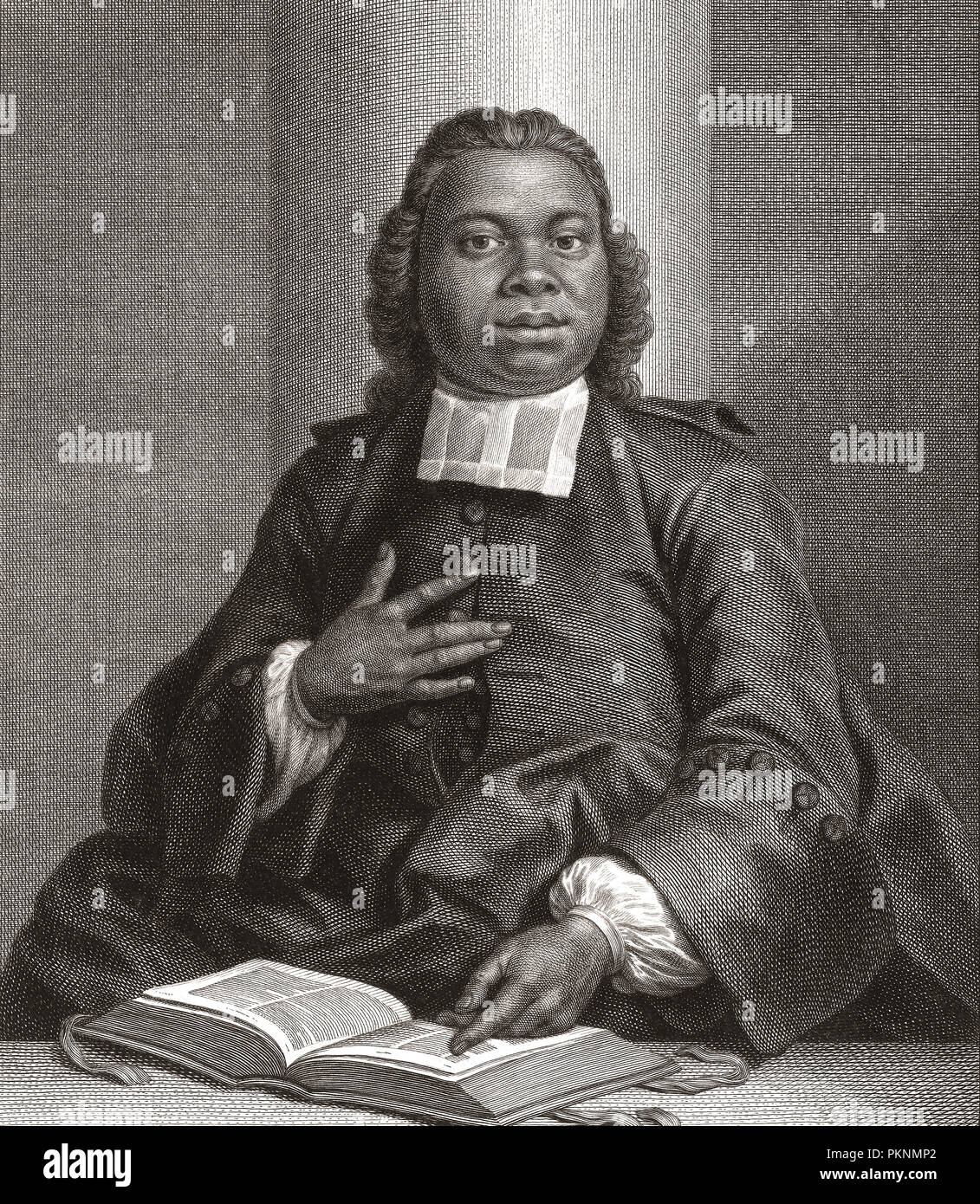 Elisa Jacobus Johannes Capitein, c.1717-1747. Le ministre ghanéen chrétien néerlandais né de la religion. À l'âge de 8 ans il a été volé à ses parents et vendu comme esclave. Il a été parmi les premiers Africains sub-sahariens d'étudier dans une université européenne. Banque D'Images