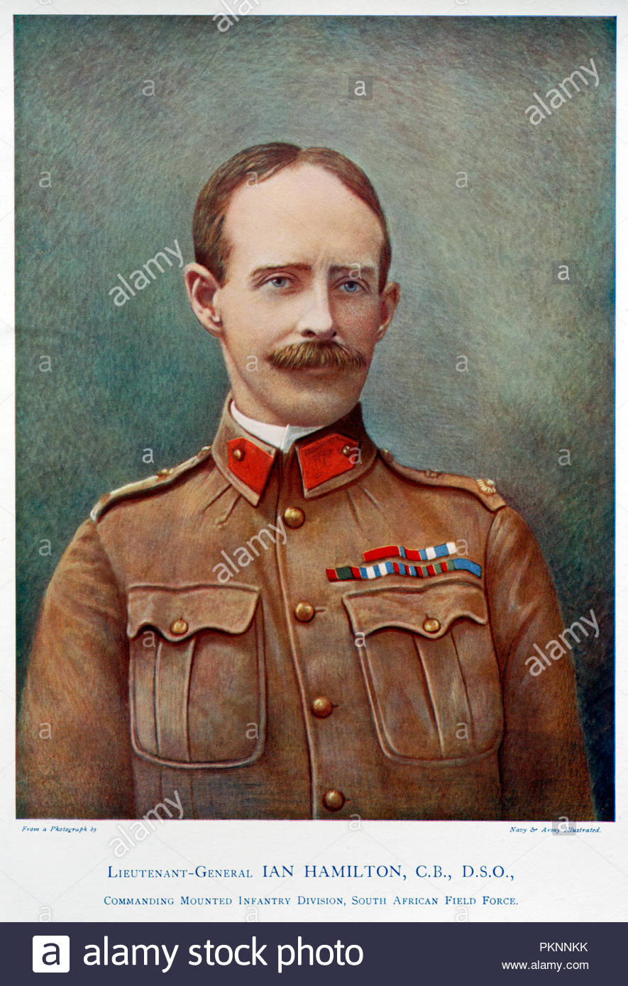 Lieutenant-général Ian Standish Monteith Hamilton, GCB, GCMG, DSO, TD, 1853 - 1947, était un officier supérieur dans l'armée britannique, illustration couleur de 1900 Banque D'Images