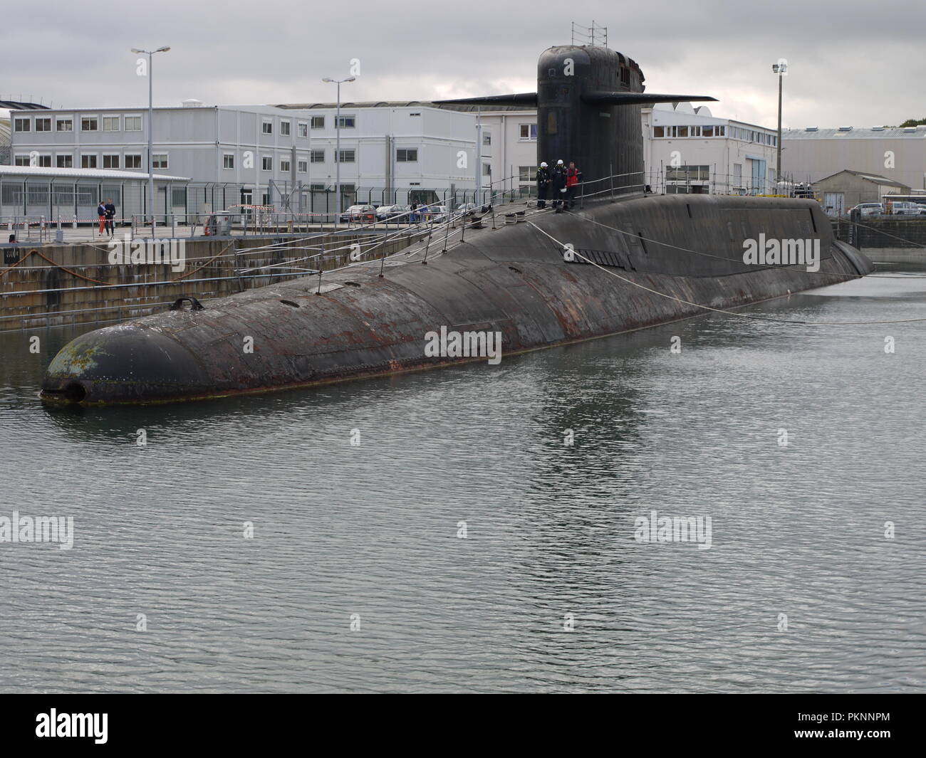 Sous-marin nucléaire lanceur de missiles Le Orénoque avant déconstruction à Cherbourg (Normandie) Banque D'Images