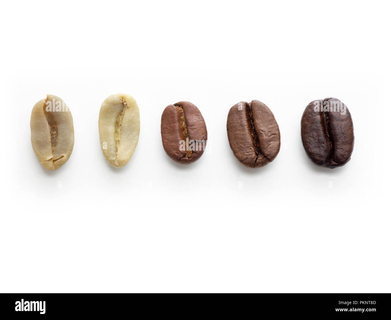 Matières, léger, moyen et de torréfaction foncée café en grains. Banque D'Images