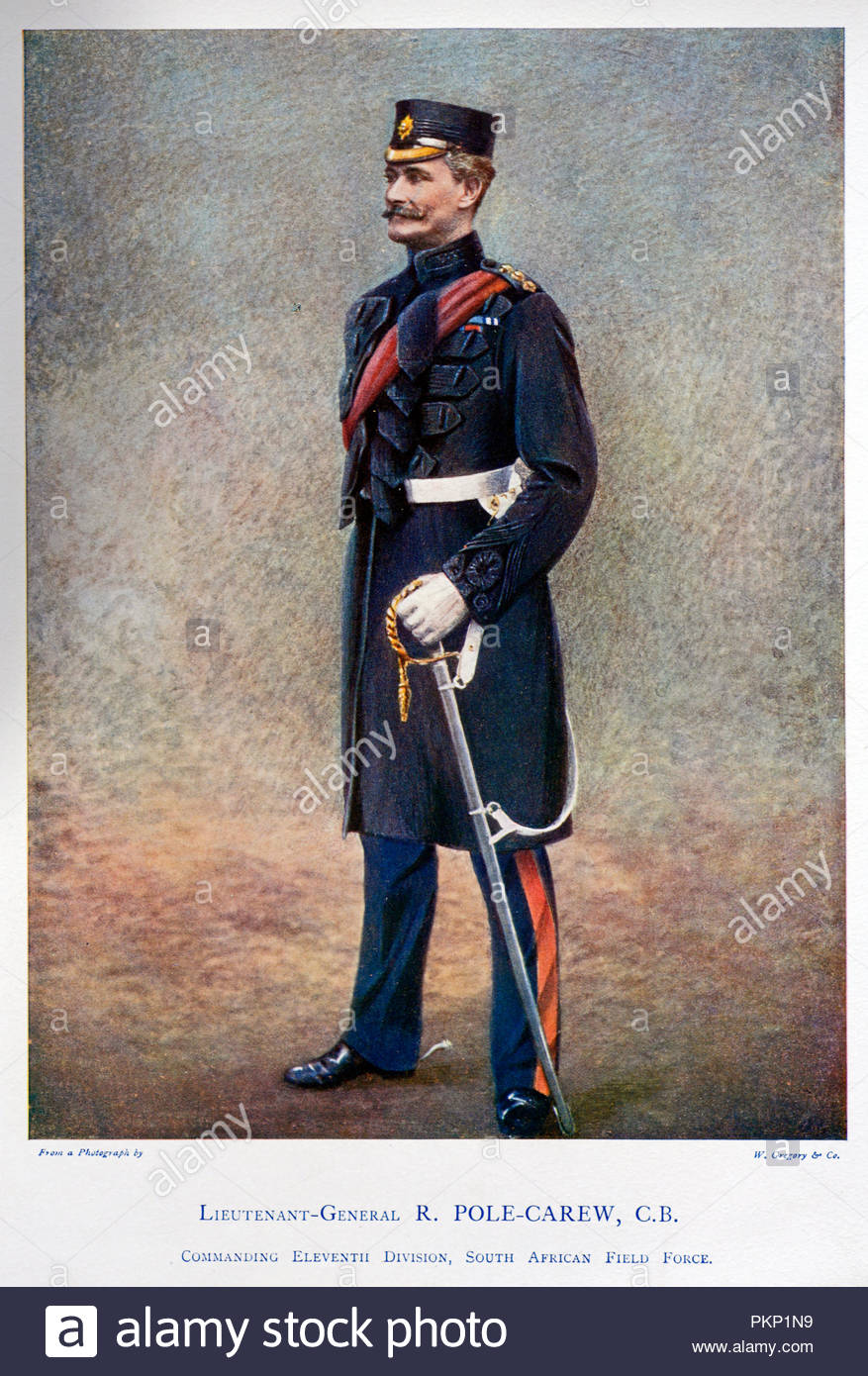 Le lieutenant-général Sir Reginald Pole-Carew, KCB, CVO, 1849 - 1924, était un officier de l'armée britannique qui est devenu officier général commandant la 8e Division. Illustration couleur à partir de 1900 Banque D'Images